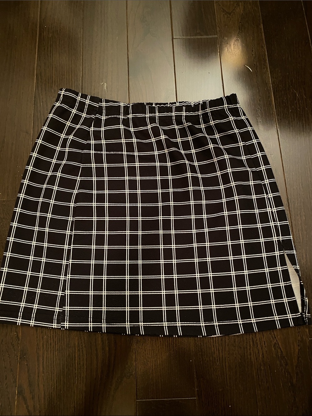 Black and White Windowpane Plaid Mini Skirt